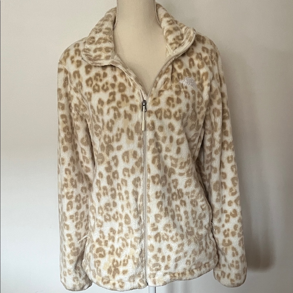 The North Face Osito Leopard Print Fleece Zip Up Jacket